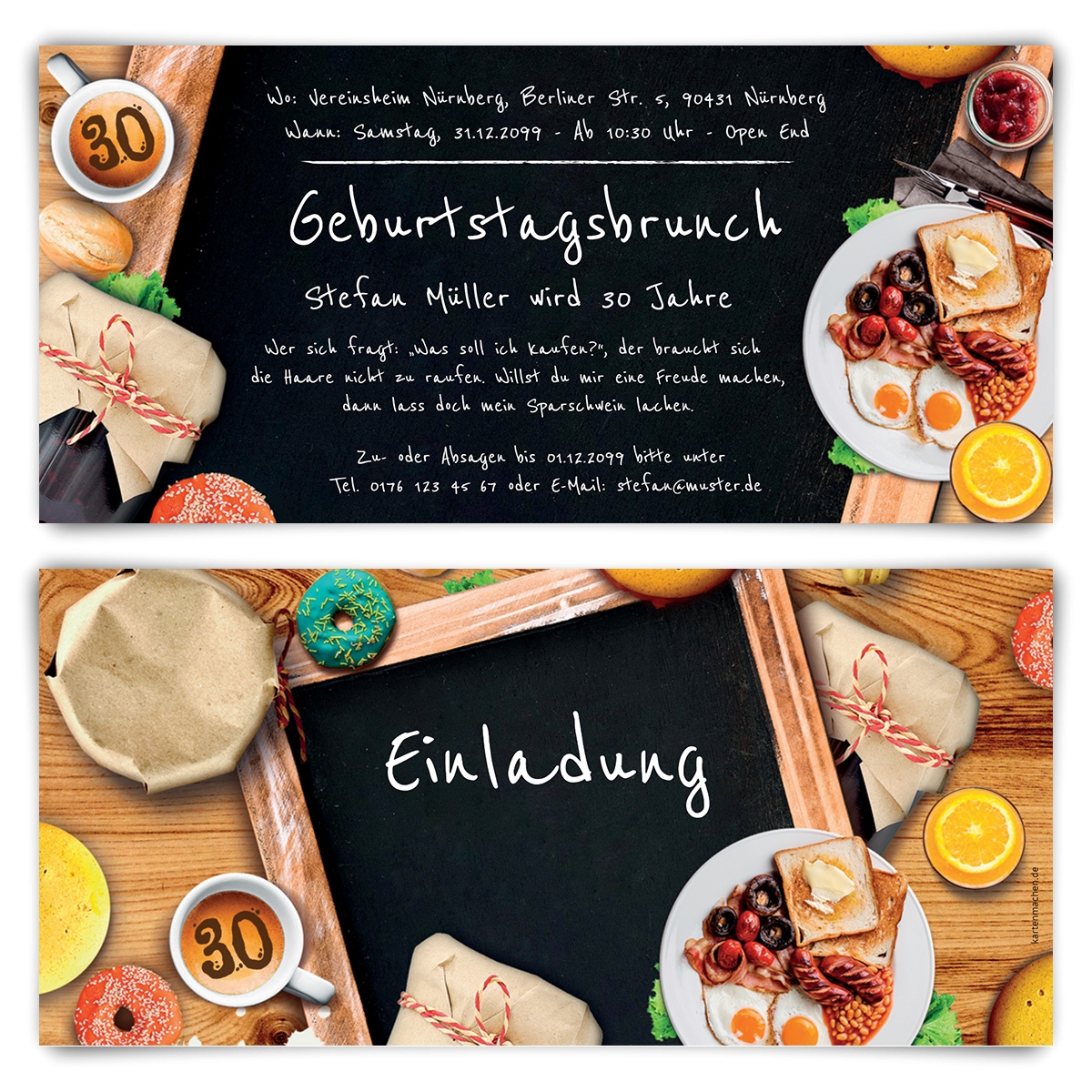 Geburtstag Einladungskarten Brunch Geburtstagsbrunch Einladungen mit Ihrem Text - Bild 1 von 1