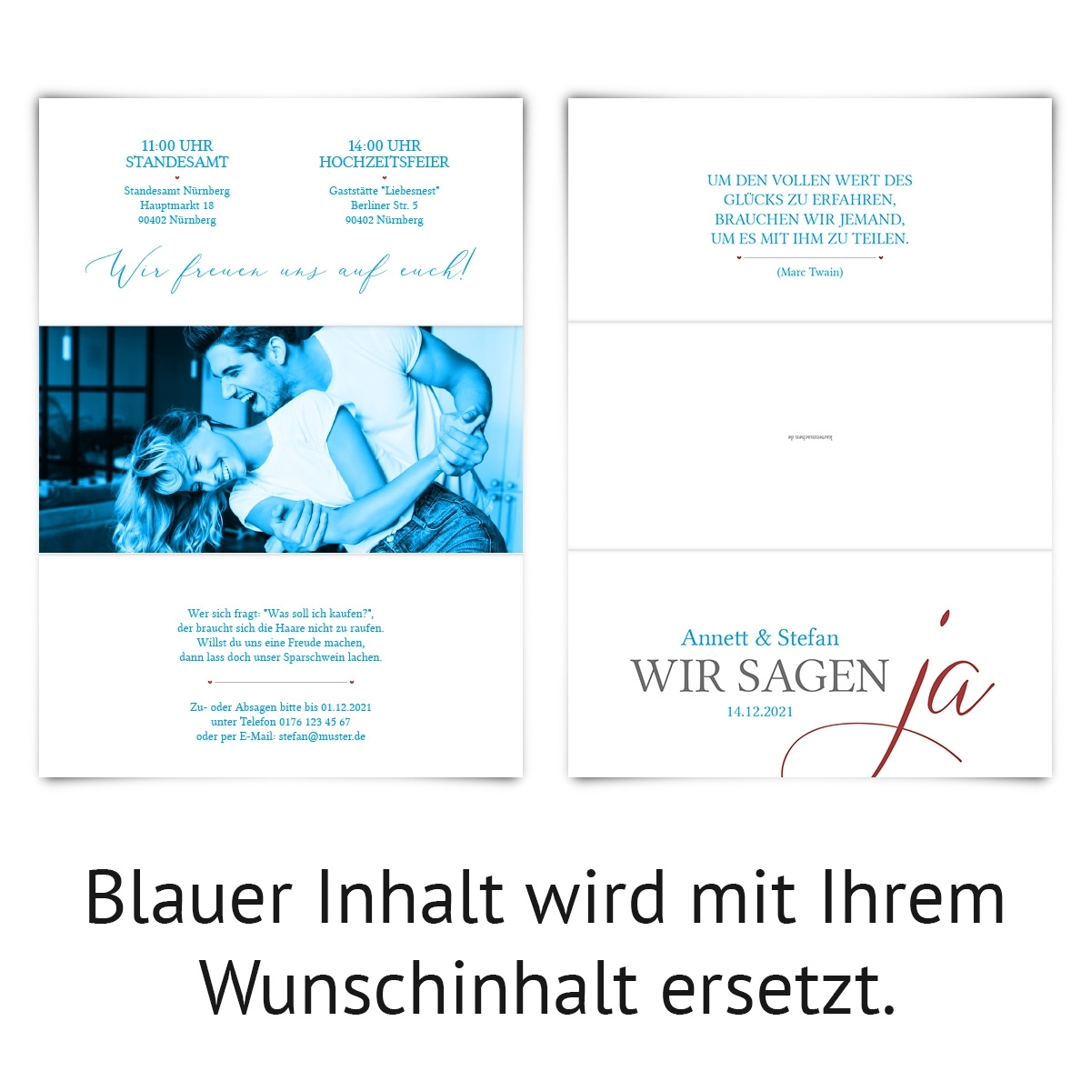 Personalisierte Einladungskarte zur Hochzeit mit Foto Personalisierte Einladungskarte zur Hochzeit mit Foto